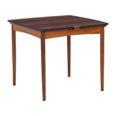 Arne Wahl Iversen Square Bow Edge Draw Leaf Dining Table in Rosewood