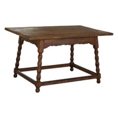 Tavolo da pranzo rettangolare moderno francese in pino massiccio, fatto a mano, 1900
