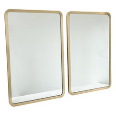 Ensemble de 2 miroirs rectangulaires Quadris avec cadre en laiton brossé à la main, grand