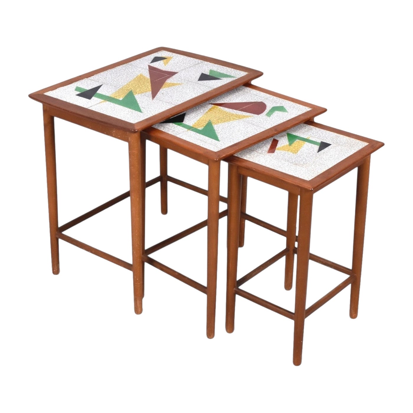 Set of Tile Top Teak Nesting Tables by Jorgensen + Søns