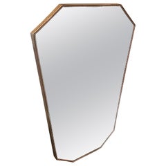 1960er Gio Ponti Stil Mid-Century Modern Messing Achteckiger Italienischer Wandspiegel