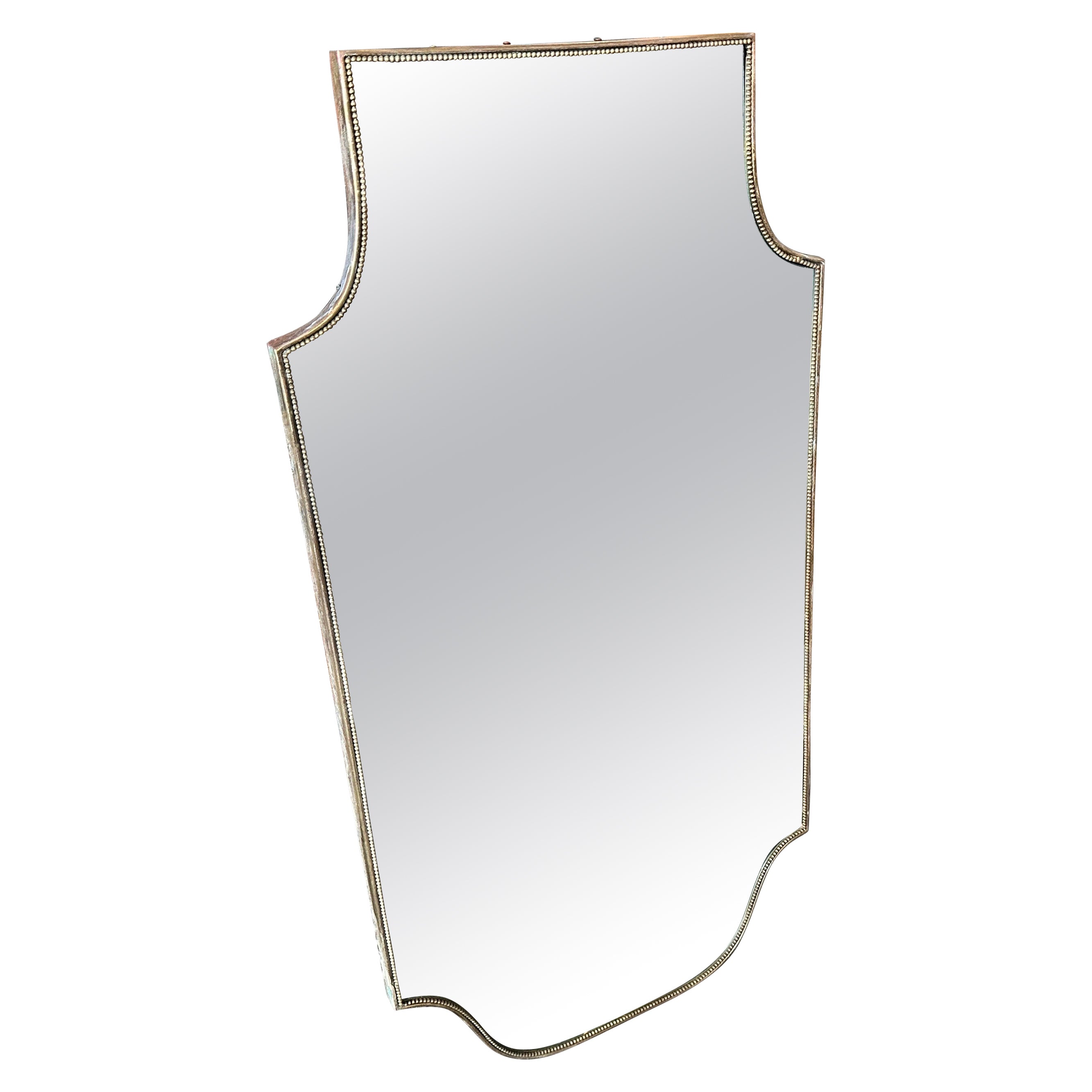 1960er Gio Ponti Stil Mid-Century Modern Messing Schild Italienisch Wandspiegel