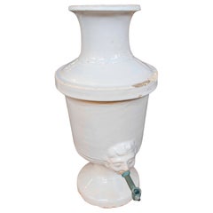 1850s Antique Glazed Ceramic Ewer with a Face on the Spout