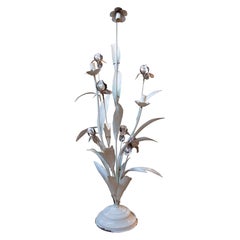 1970s Vintage Iron Table Lamp in the Shape of a Floral Bouquet