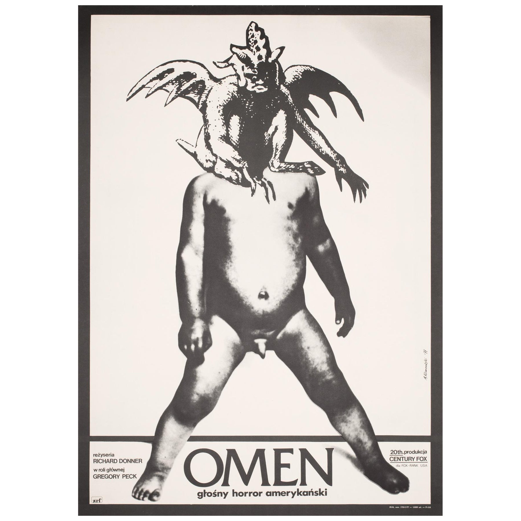 Locandina originale del film polacco Omen del 1977, ANDREJ KLIMOWSKI