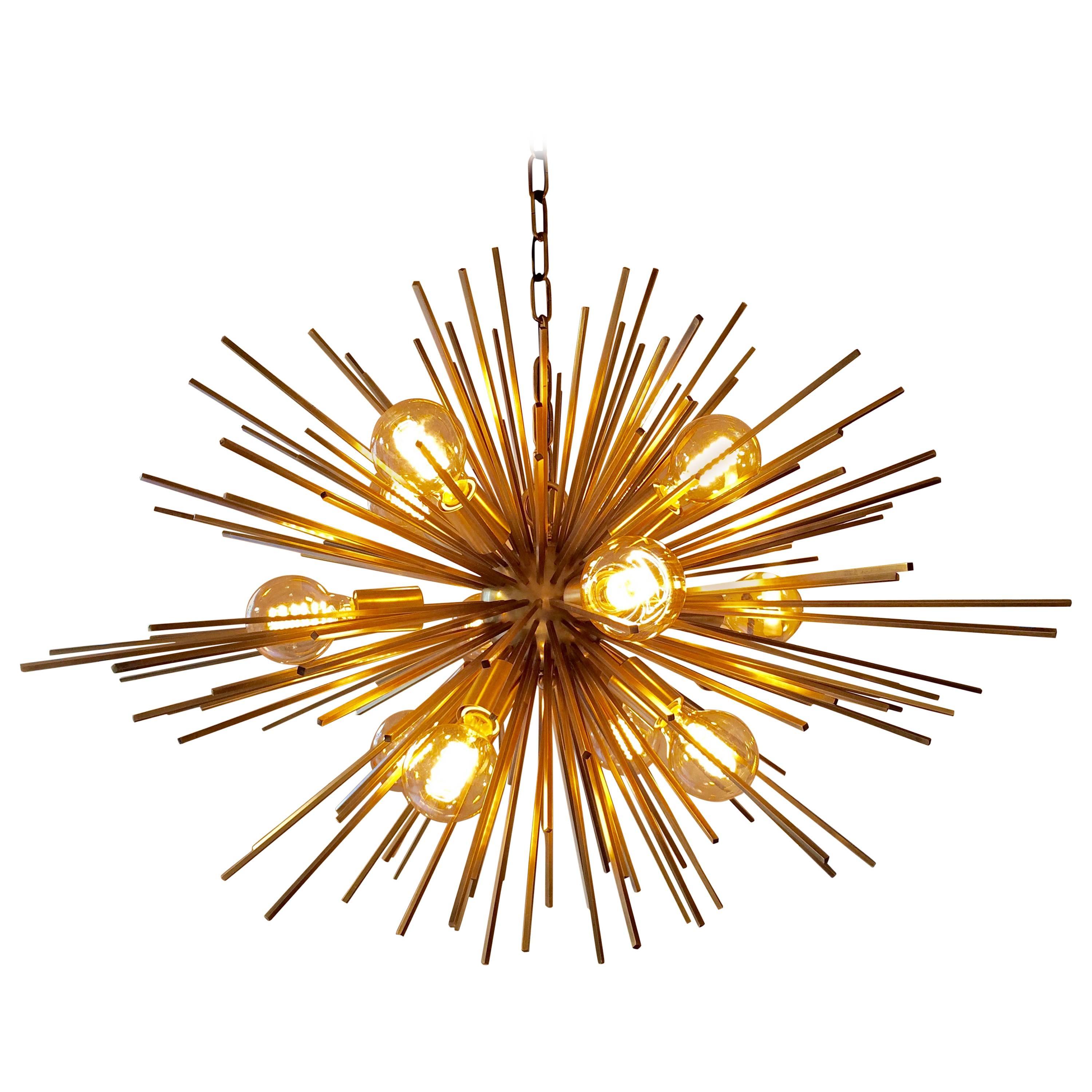 Bronze Sputnik or Sunburst Chandelier For Sale at 1stDibs