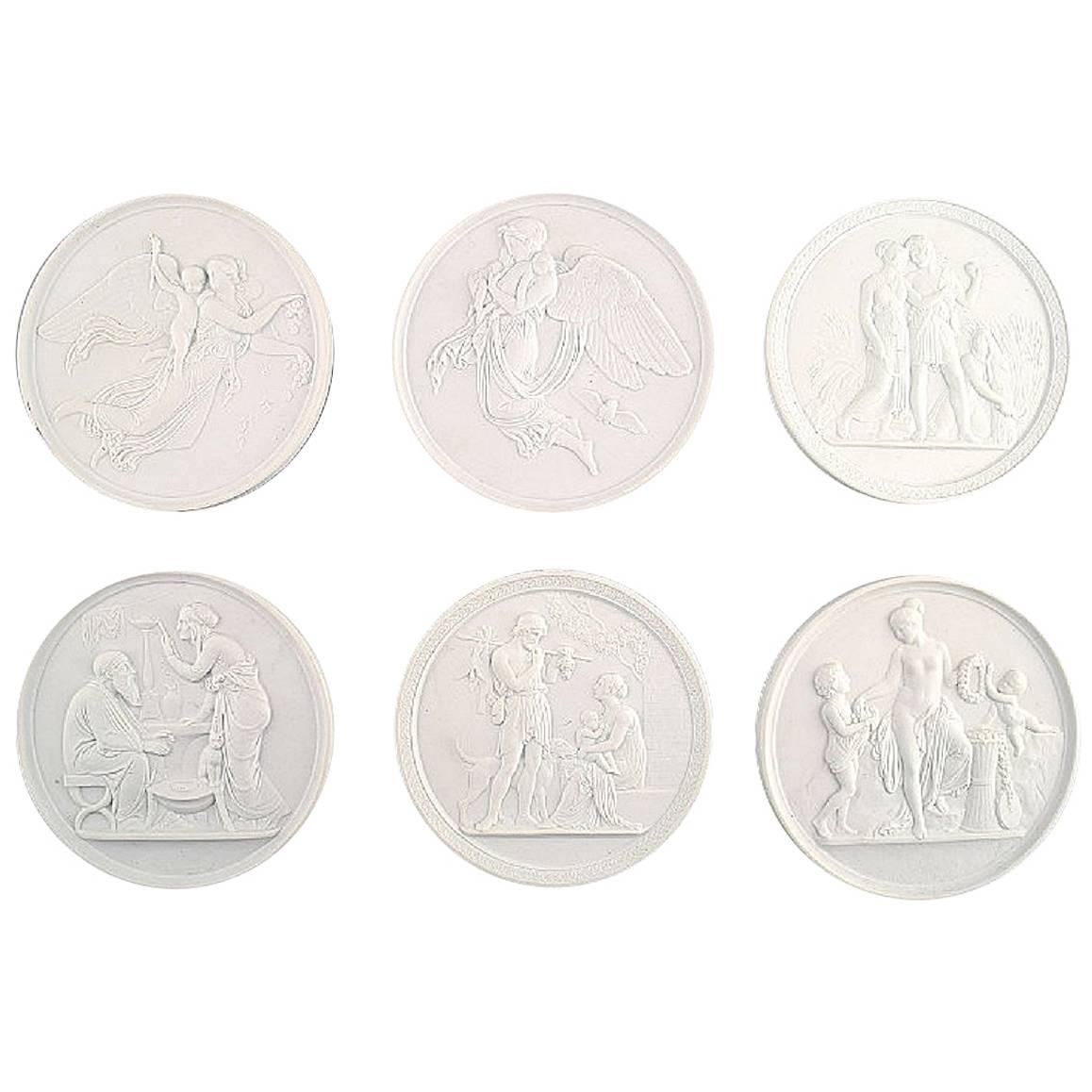 Six Biscuit Plaques/Plaques after Thorvaldsen, Royal Copenhagen and B&G