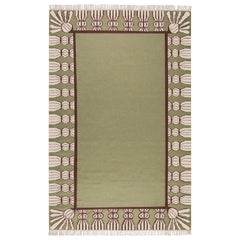 Handwoven Wool Tassel Rug, 8' x 10', Sage, Chocolate and Eggshell