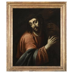 Importante opera di Spanish School del XVII secolo, "Cristo che porta la croce".