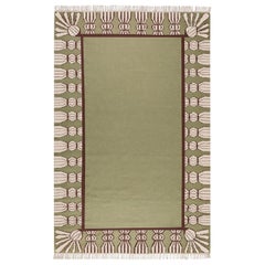 Tappeto con nappe in lana intrecciata a mano, 9' x 12', Sage, cioccolato e guscio d'uovo