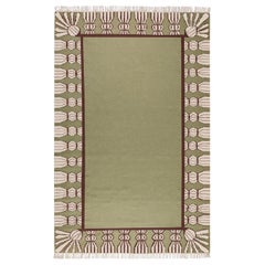 Tappeto con nappe in lana intrecciata a mano, 10' x 14', Sage, cioccolato e guscio d'uovo