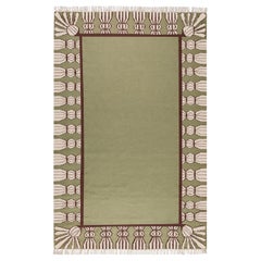 Tapis à pompons en laine tissée à la main, 15' x 20', Sage, Chocolat et Coquille d'œuf