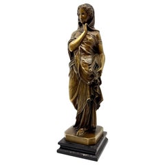 19th Century Neo Classical Grand Tour Bronze Woman with Lyre