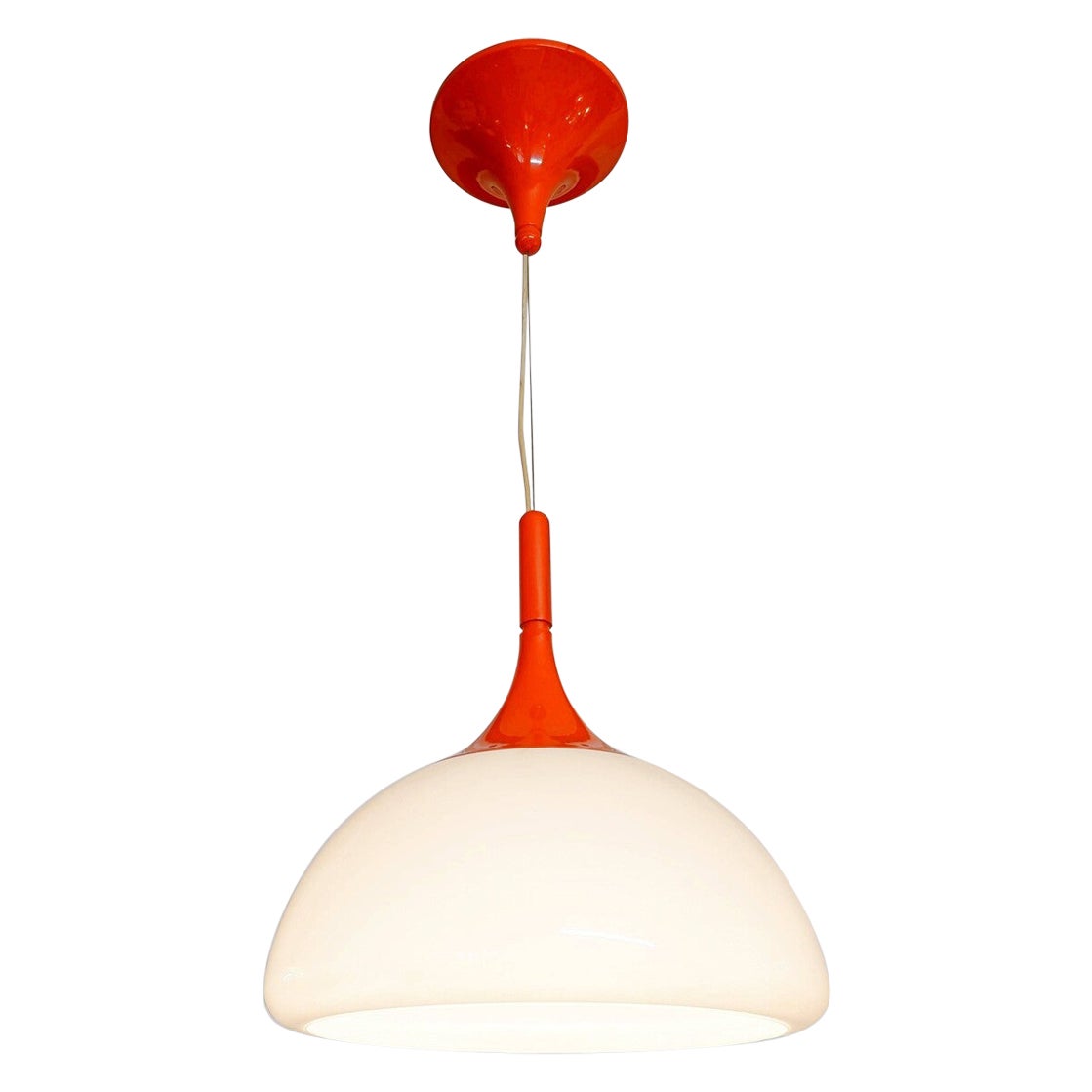 Orangefarbene Pendelleuchte von Elio Martinelli für Martinelli Luce 1970er