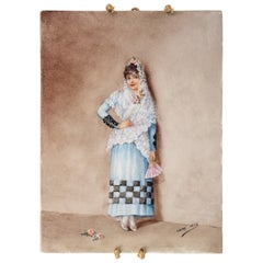 La bella andaluza , Placa de porcelana francesa pintada a mano c.1900