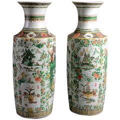 19th Century Pair of Famille Verte Vases