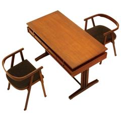 Italian Teak Desk with Two Chairs, 1960s