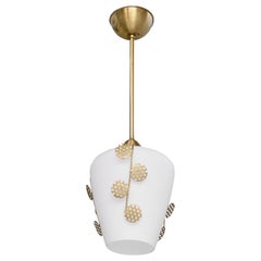 Designer svedese, lampada a sospensione, ottone, vetro, Svezia, anni '1950
