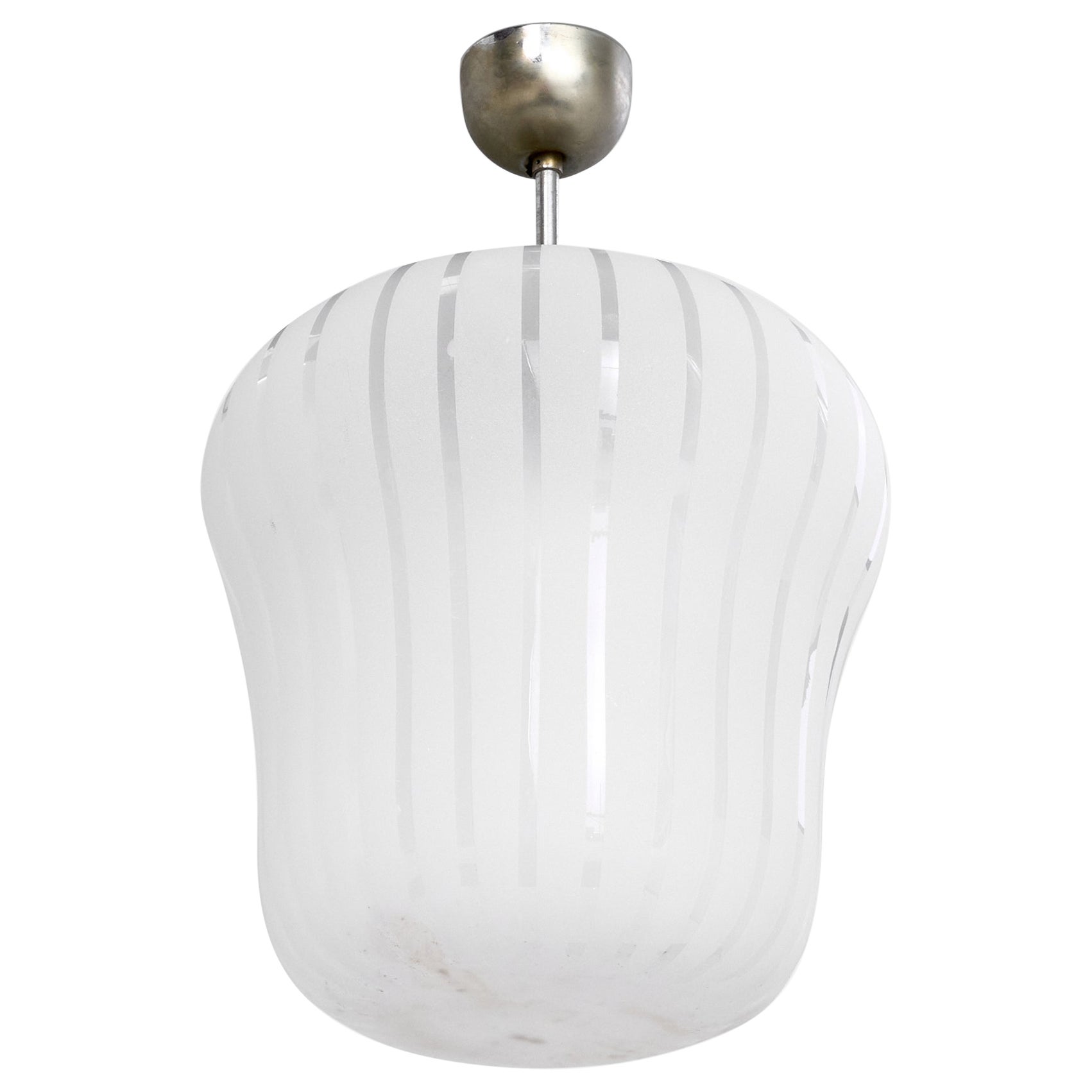Orrefors Attribution, Pendant Light, Nickel, Glass, Sweden, 1940s