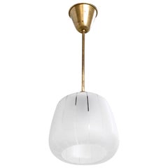 Swedish Designer, Pendant Light, Brass, Glass, Sweden, 1950s