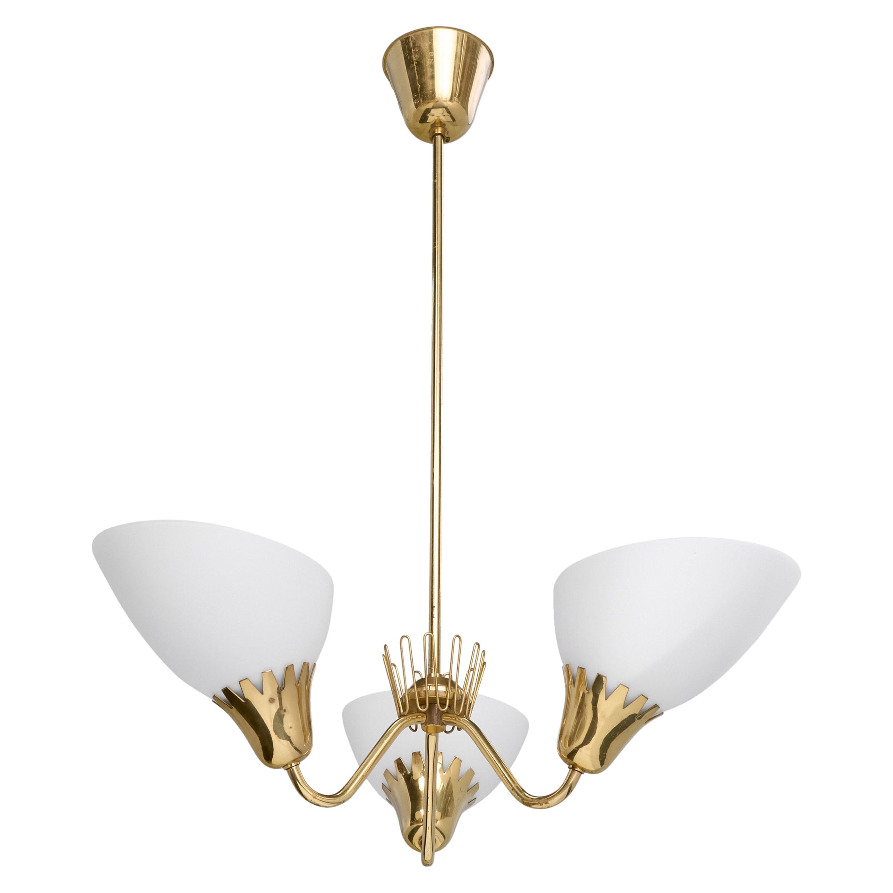ASEA, Chandelier, Brass, Glass, Sweden, 1940s