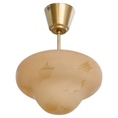 Harald Notini, Pendant Light, Brass, Glass, Sweden, 1940s