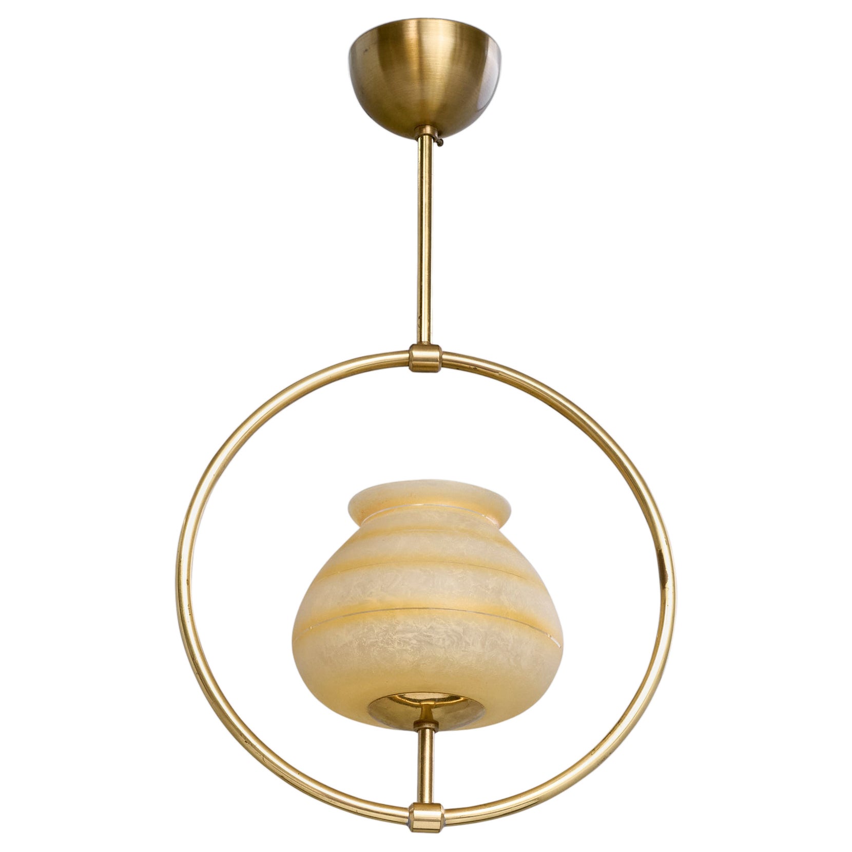 Design suédois, lampe à suspension, laiton, verre, Suède, années 1940 en vente