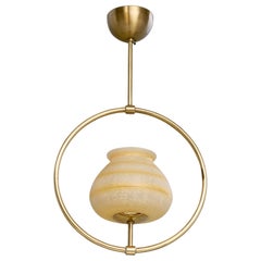 Schwedische Designer-Hängelampe, Messing, Glas, Schweden, 1940er Jahre