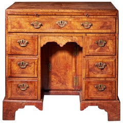 Antique Important George II Figured Walnut Caddy Kneehole Desk Circa 1730-1740, England