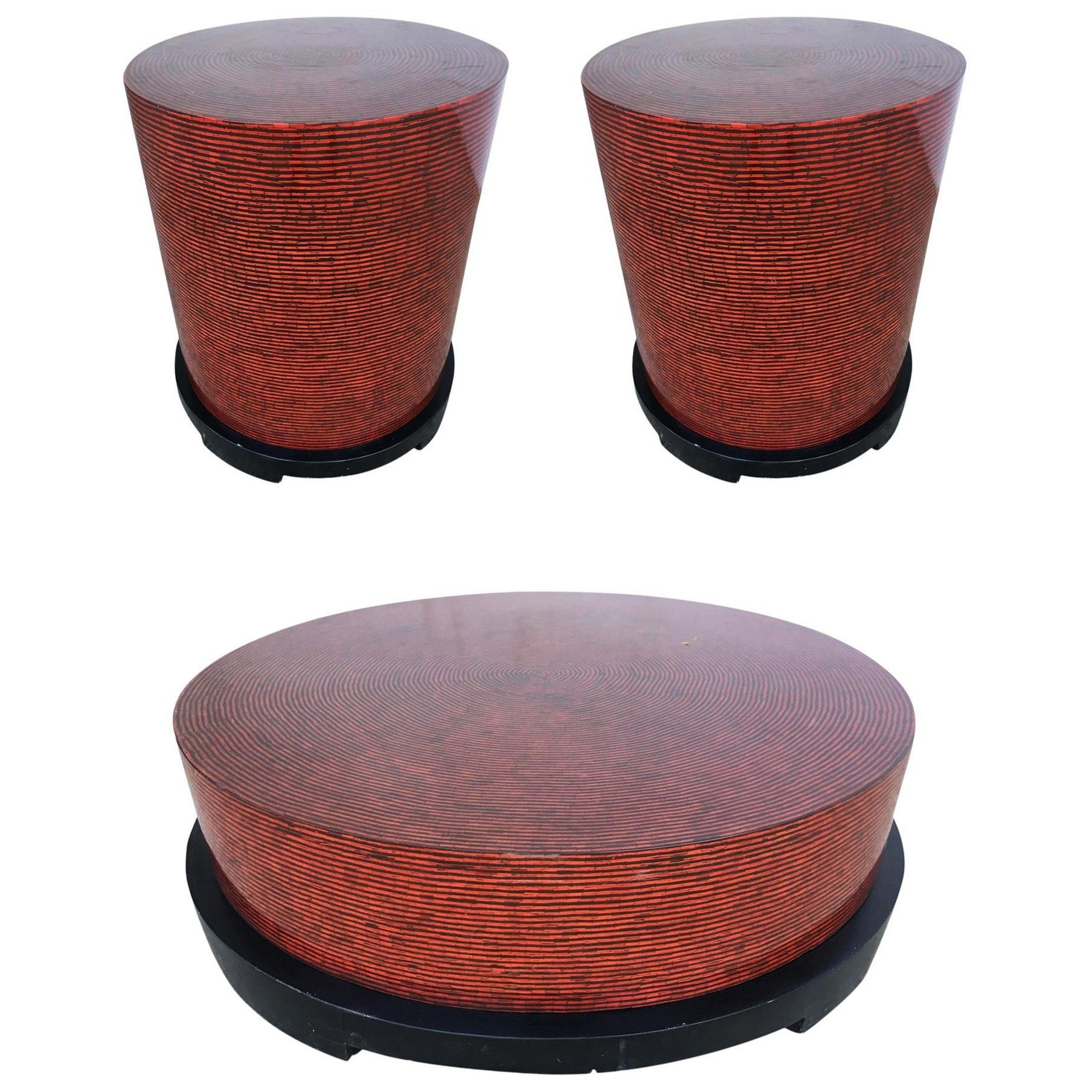 Ensemble de salon rond bicolore de style cubiste, vers 1990 en vente
