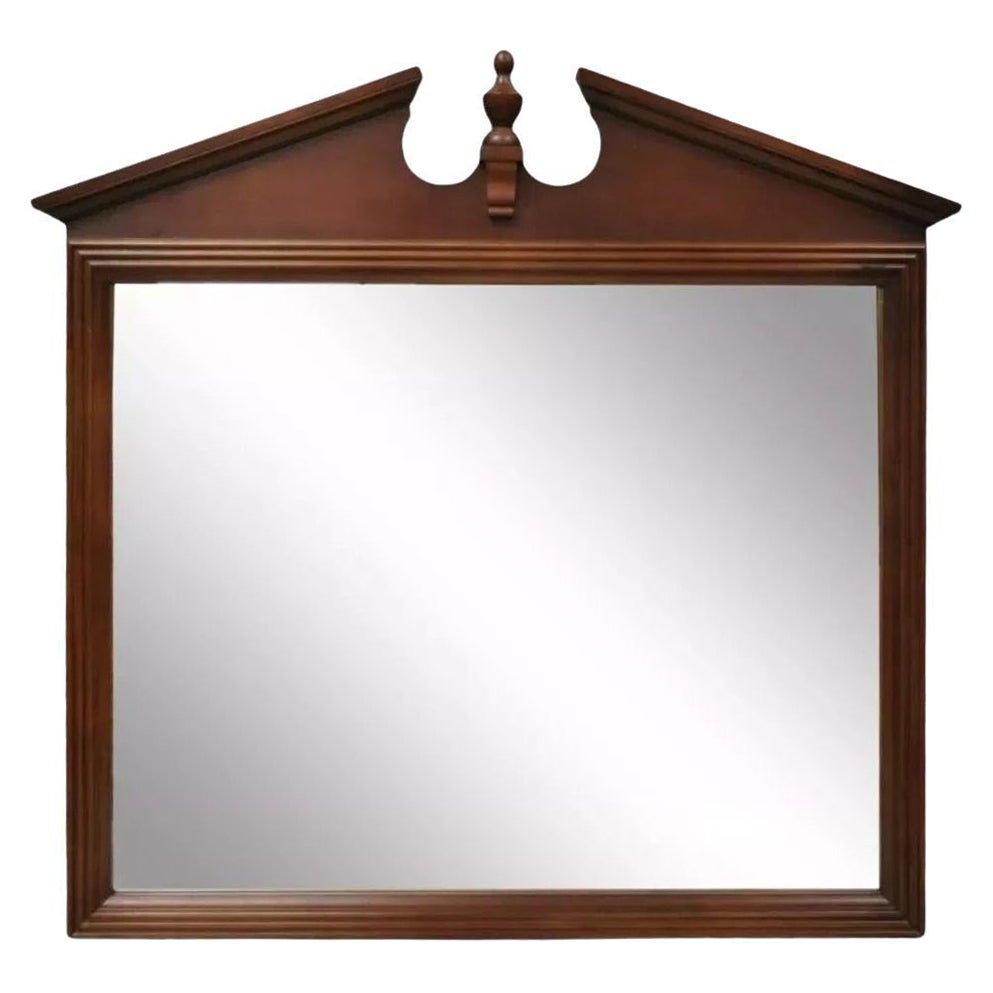 Broyhill USA Federal Style Broken Arch & Finial Cherry Wood Wall Dresser Mirror For Sale
