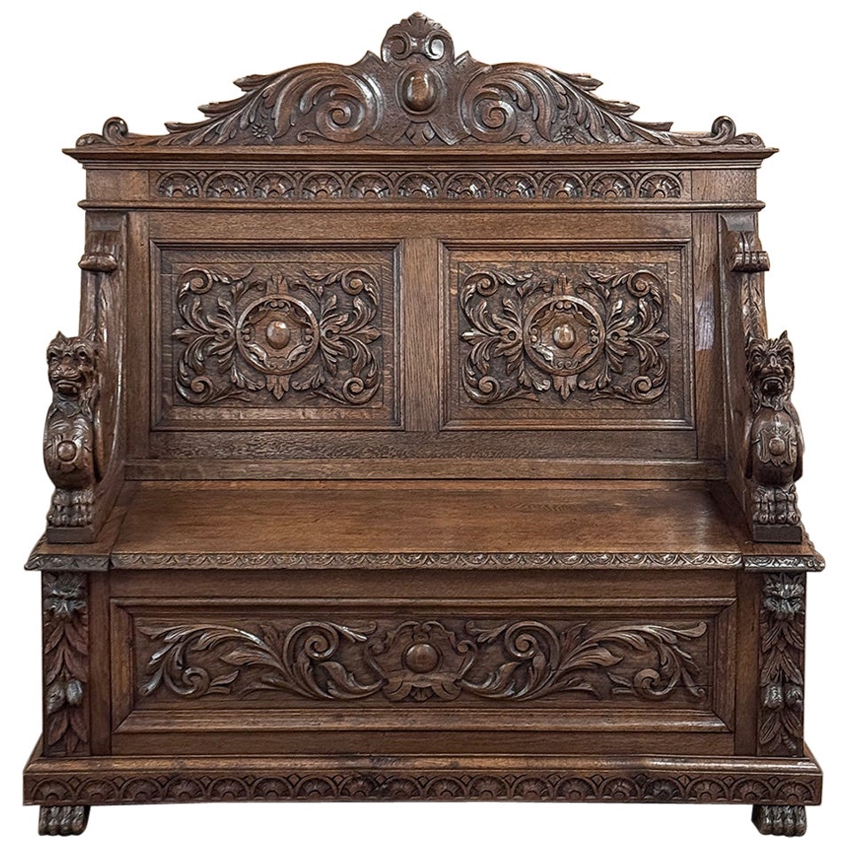 Französische Renaissance-Sitzbank des 19. Jahrhunderts