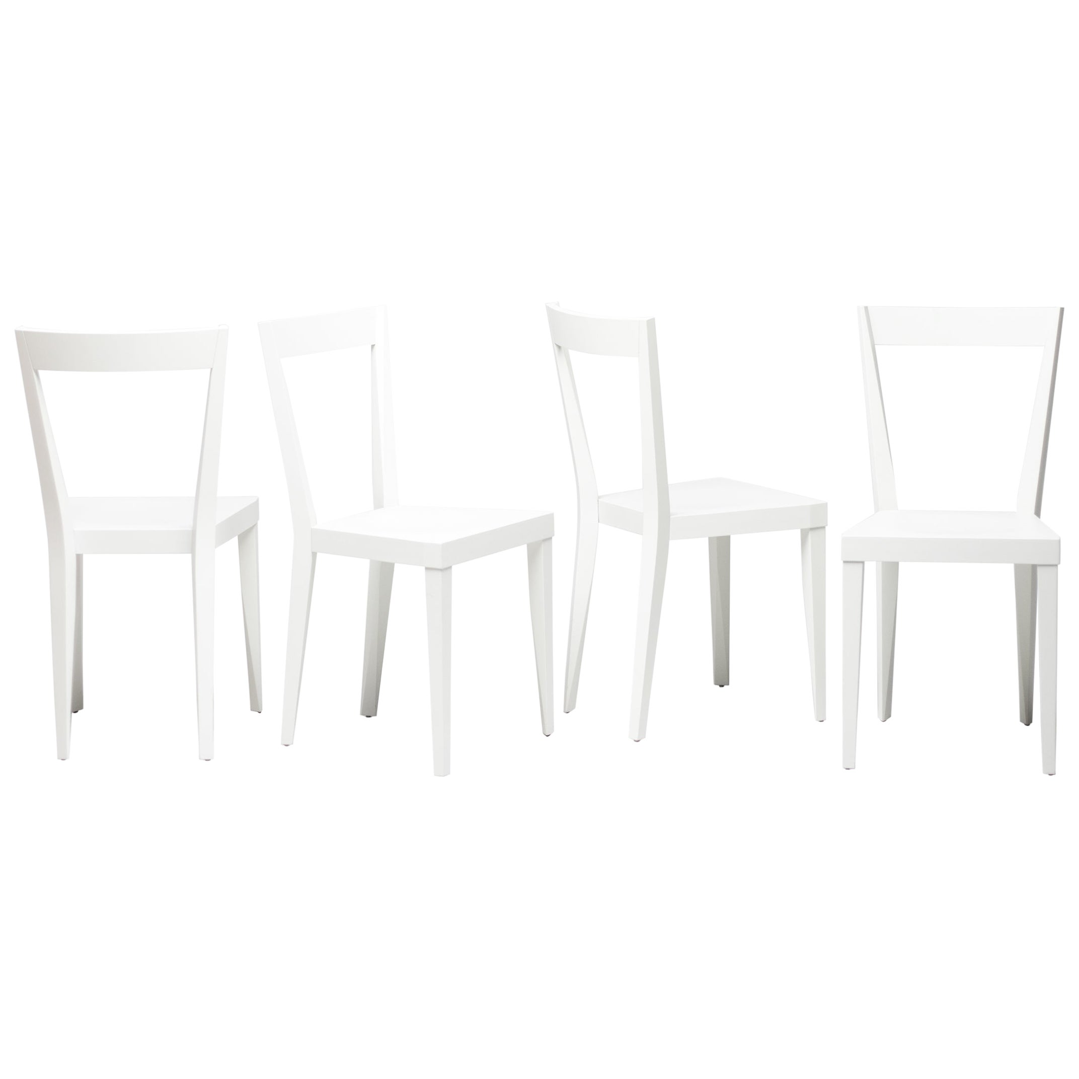 Set of Four White Gio Ponti Livia Chairs For Sale