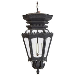 French Neoclassic Painted Tole Hexagonal Lantern, first quarter 20th century