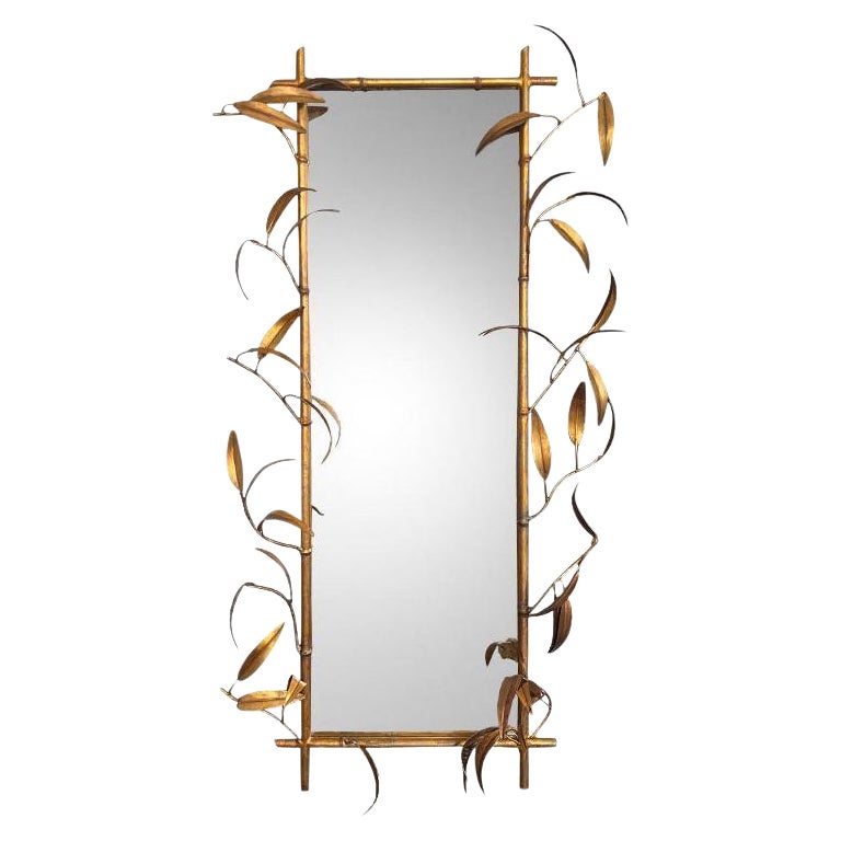 Mid-Century Hollywood Regency Gilt Bamboo & Tôle Wall Mirror c. 1960s