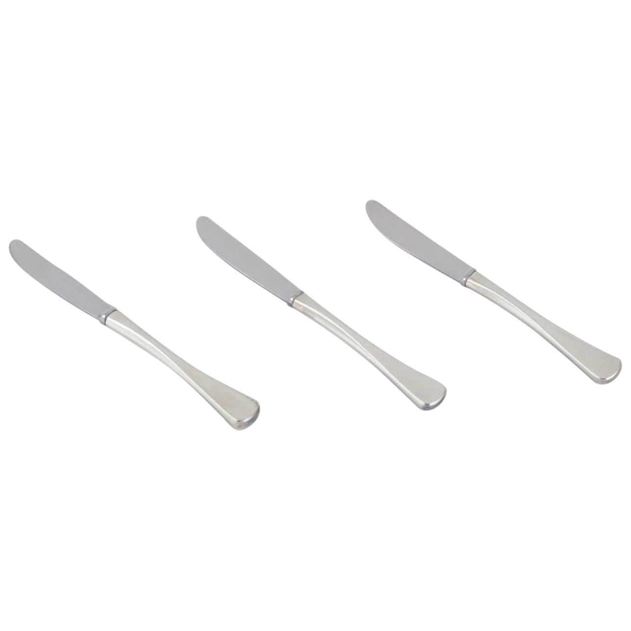 Horsens Silver. Three lunch knives in 830 silver with stainless steel blades.