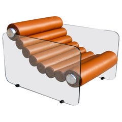 Hyaline Armchair by Fabio Lenci for Standing Italy in Tan Leather 1970's
