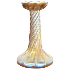 Louis Comfort Tiffany Favrile Iridescent Art Glass Candlestick