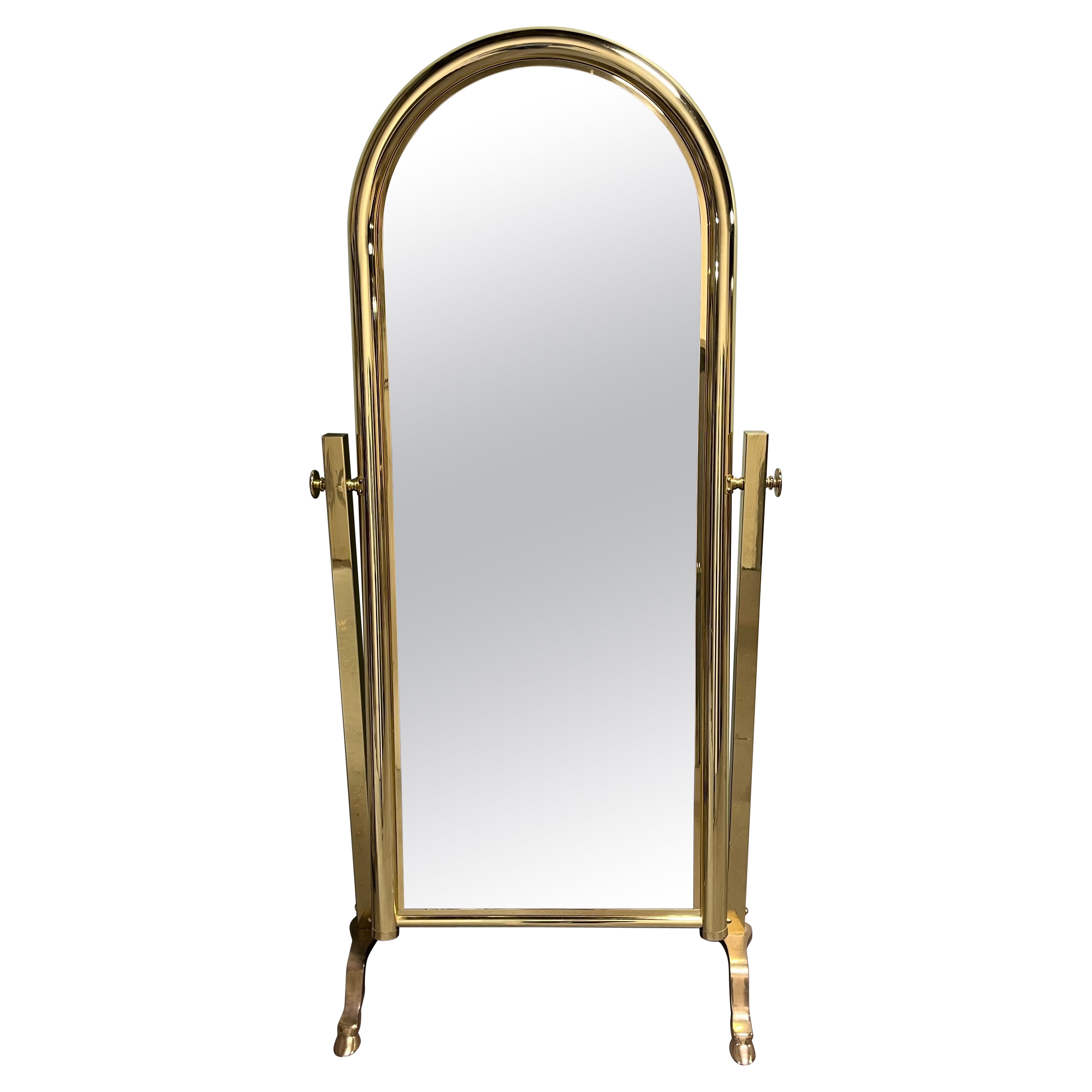 Vintage Hollywood Regency Messing Cheval Spiegel Huf-Füße