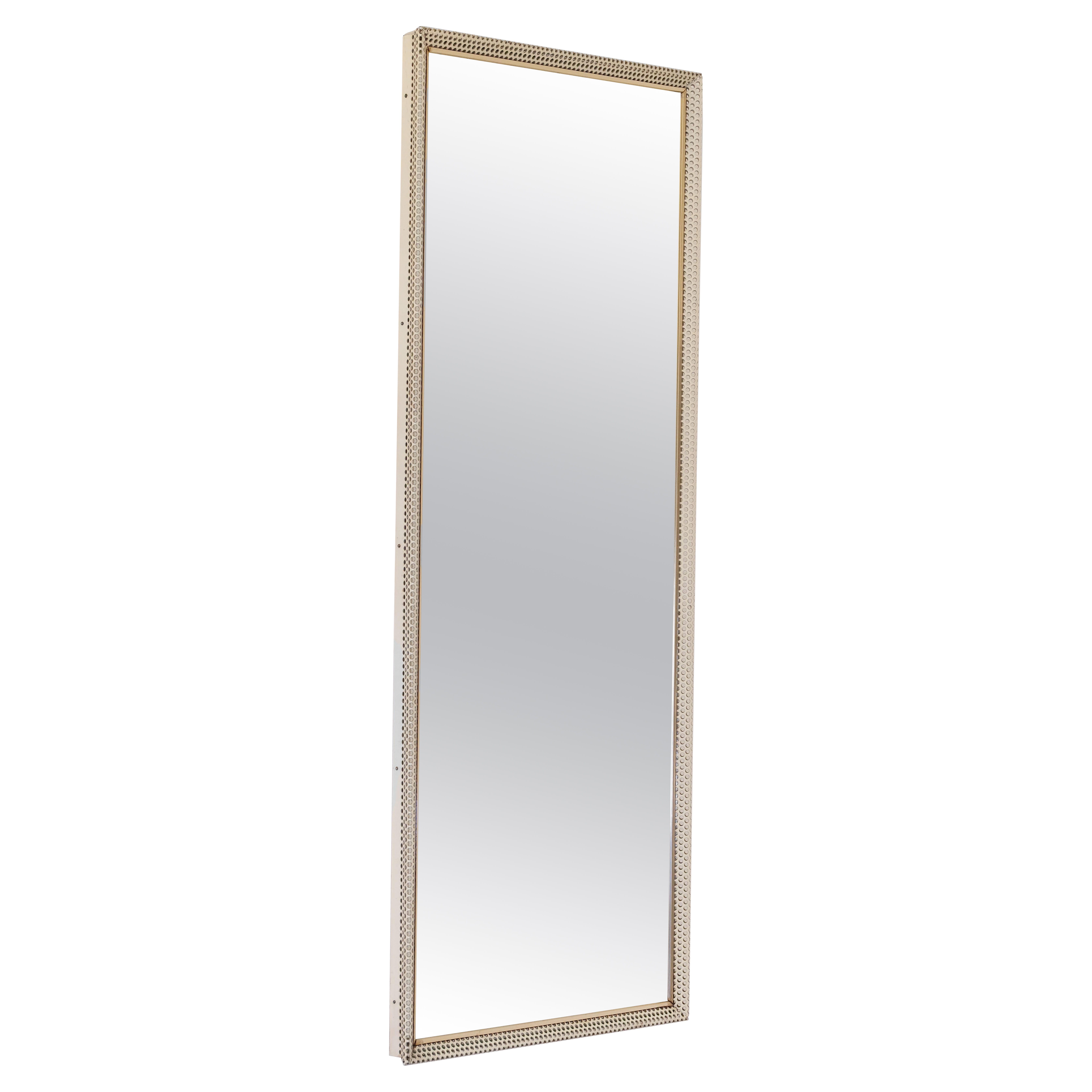 Mid Century Perforiertes Metall Mathieu Matégot Stil Wandspiegel 1950s