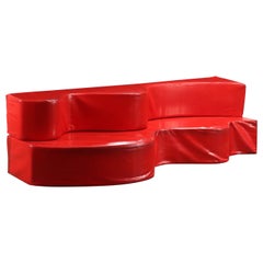 Divano Superonda di Archizoom per Poltronova Anni 70 rosso