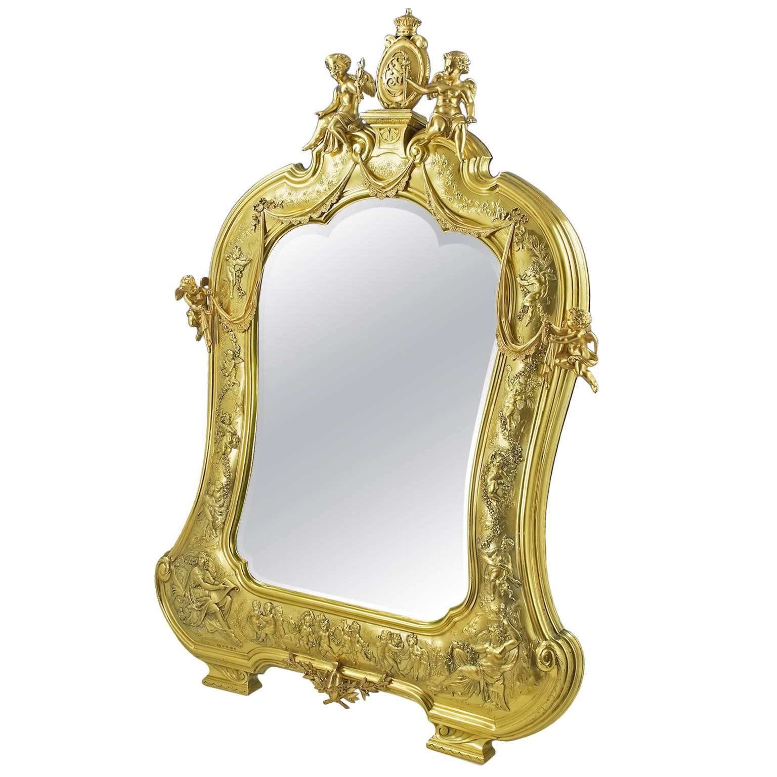 Magnificent, Royal Victorian Silver-Gilt Dressing Table Mirror For Sale