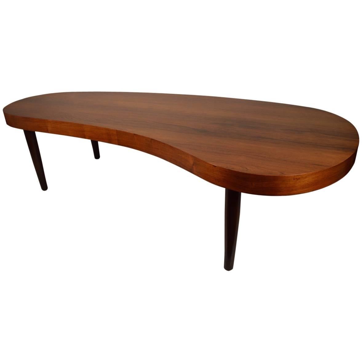 Extra Long Custom-Made Rosewood Coffee Table after Rohde For Sale