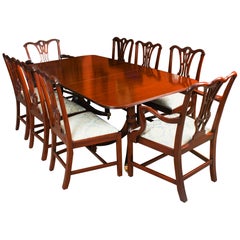 Vintage Regency Revival Dining Table William Tillman & 8 Antique Chairs