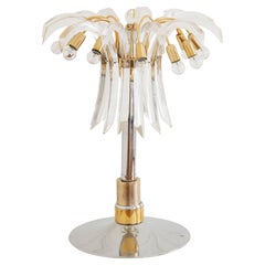 Vintage Unique Murano Stil Glas & Messing Palm Tischlampe mit 12 Lights Leaves