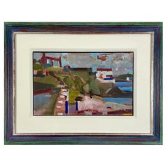 Michael Upton, británico 1938-2002, óleo sobre cartulina, Paisaje de Cornualles.