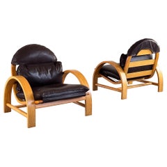 Rare Pair of Sculptural Lounge Chairs by Adalberto Dal Lago, Italy, 1974