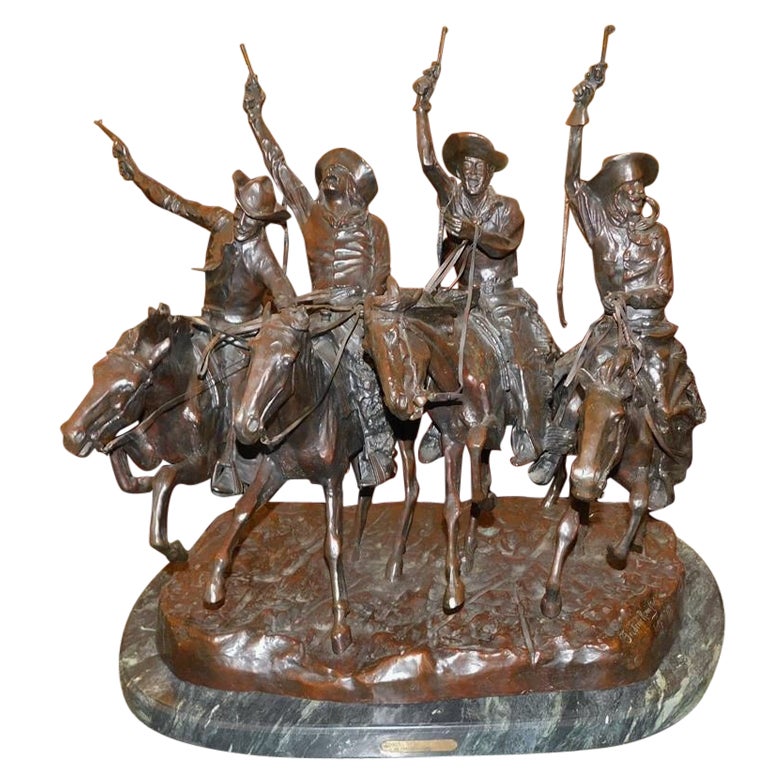 Vaqueros de Bronce " Coming Through the Rye " Frederic Remington Mediados del siglo XX
