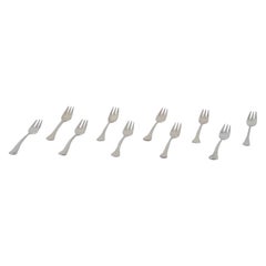 Horsens Silver. Juego de diez tenedores de repostería de plata 830.
