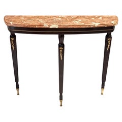 Ebonized Beech Console with an Orange Breccia Pernice Marble Top, Italy